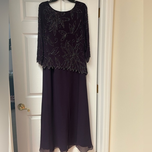 J Kara Purple Beaded Midi Evening Dress - Picture 2 of 3